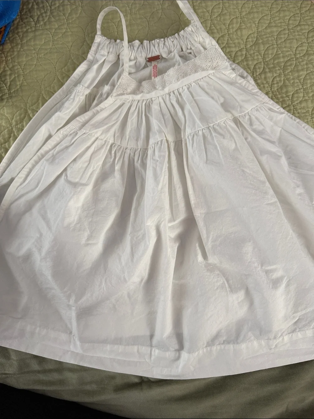 Free People White Crochet-Trim Spaghetti Straps Tank Size Small EUC